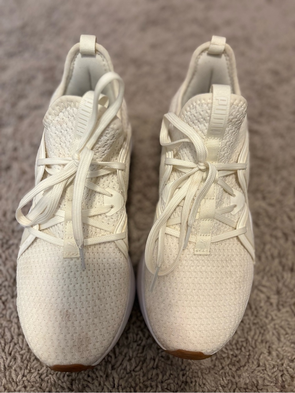Puma Women's Knit Lace-Up Athletic Sneakers in off white